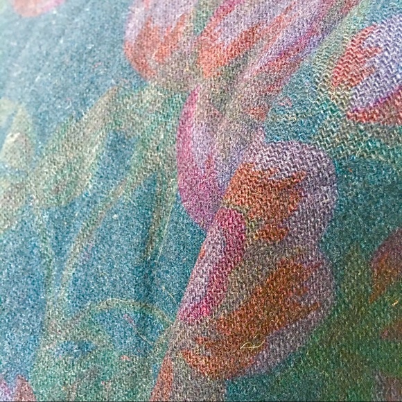 Wool flowers navy blue blazer watercolor jacket - Picture 4 of 6